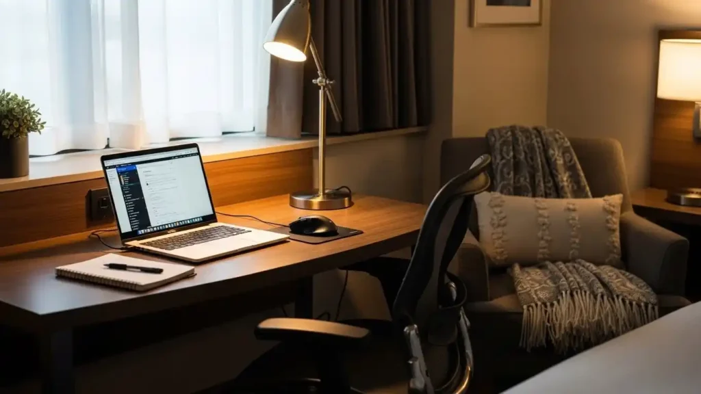 Setting up a productive workspace while living in a hotel room