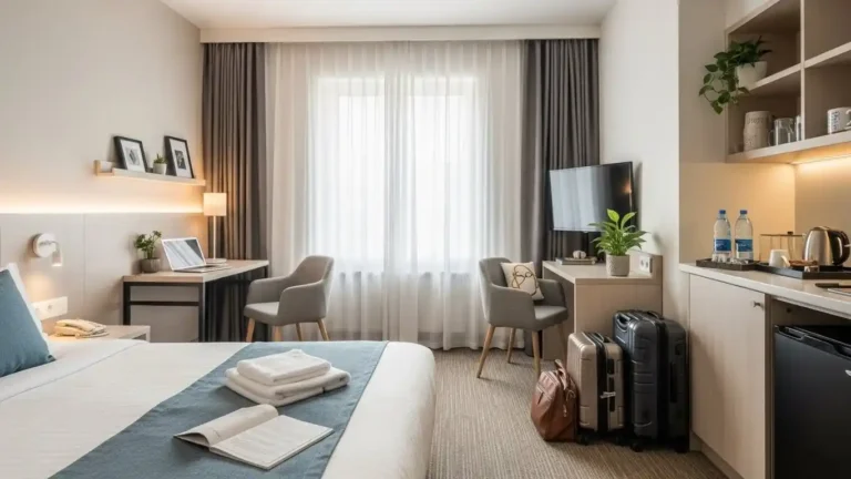 Tips for living in a hotel room comfortably with smart organization and workspace setup
