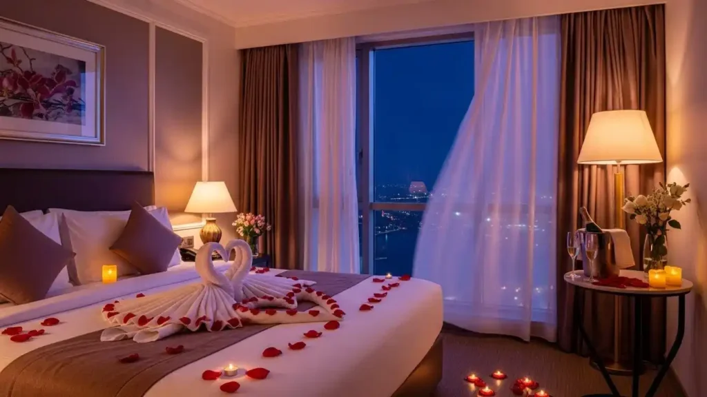 Romantic Bed & Lighting Setup